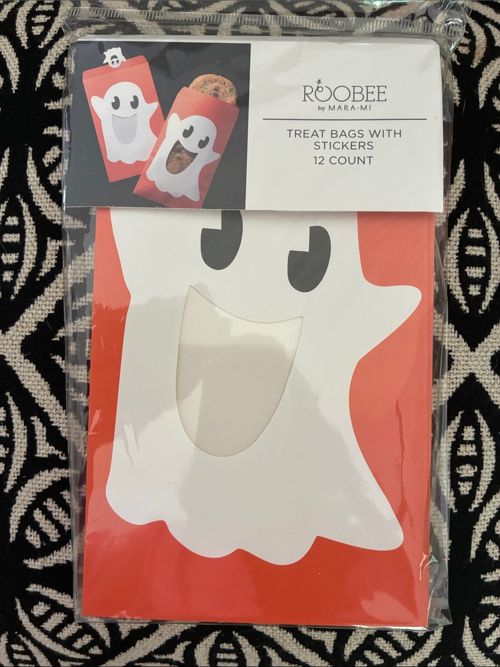 Roobee Ghost Treat Bags with Stickers — Orange (12 Count)